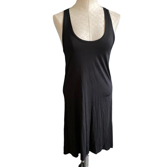 Theory Sleeveless Scoop Neck Plume Jersey Swing Dress in Black Size Small - Picture 1 of 7